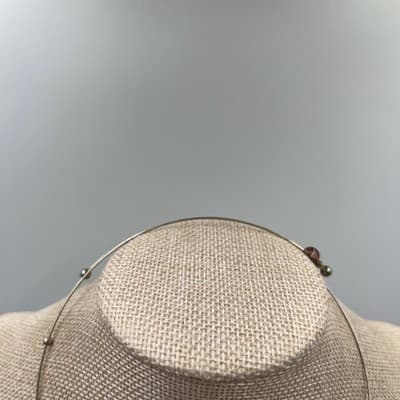 Vintage Purple Beaded Choker Necklace Wire Collar Pink Glass Beads Statement - Thumbnail 2