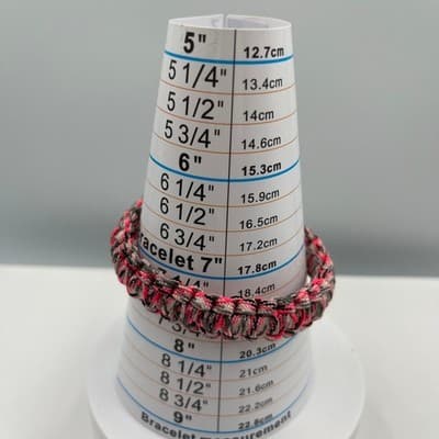 Vintage Paracord Survival Bracelet Gray Black Pink Woven Cord Adjustable Buckle - Thumbnail 5