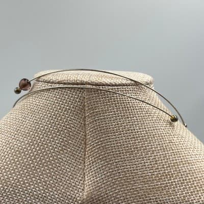 Vintage Purple Beaded Choker Necklace Wire Collar Pink Glass Beads Statement - Thumbnail 5