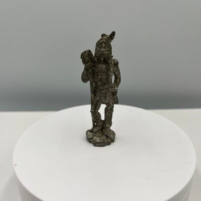 Vintage Hammered Metal Figural Statue Native Warrior Sculpture Small Figurine - Image 1