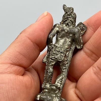 Vintage Hammered Metal Figural Statue Native Warrior Sculpture Small Figurine - Thumbnail 7