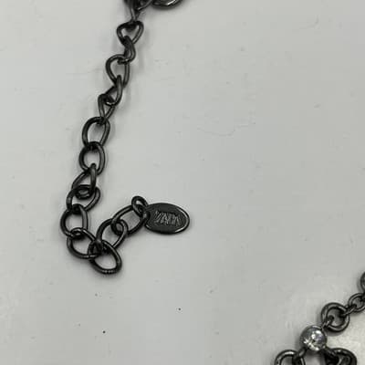 ZARA Statement Body Chain Necklace Black Tone Rhinestone Floral Mesh Overlay - Thumbnail 7