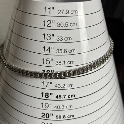 Vintage Silver Tone Cuban Link Chain Necklace Adjustable Lobster Clasp 16-18" - Thumbnail 7