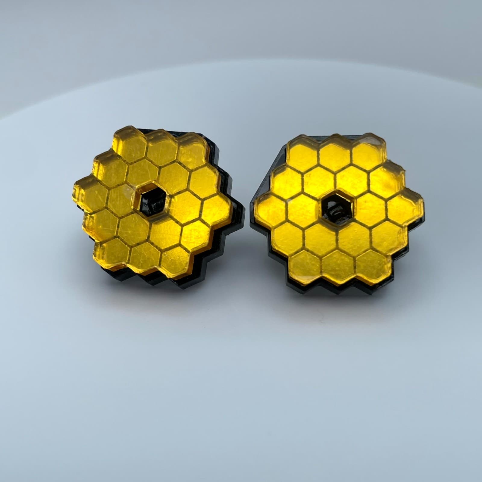 Contemporary Gold-Tone James Webb Space Telescope (JWST) Mirror Stud Earrings - Image 1