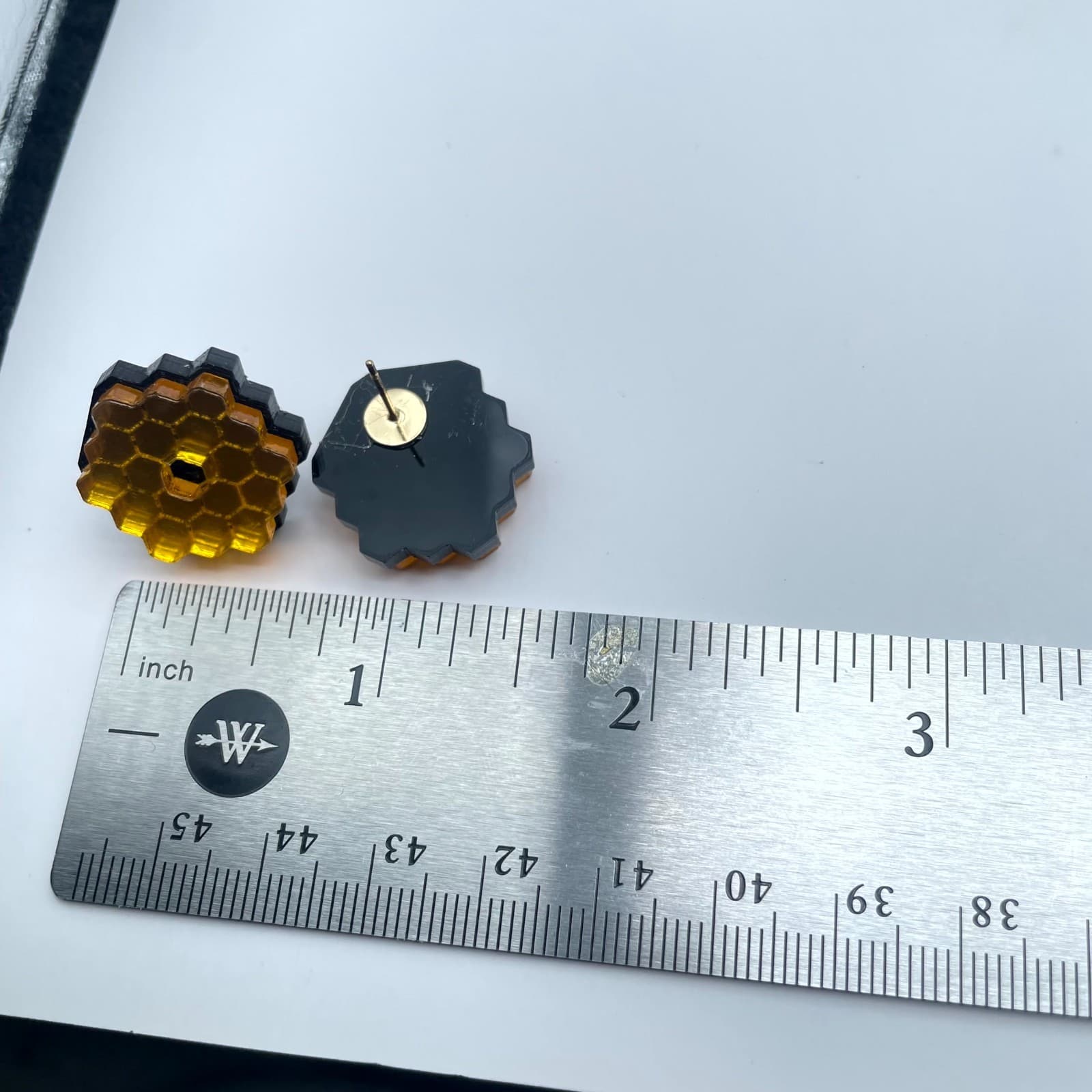 Contemporary Gold-Tone James Webb Space Telescope (JWST) Mirror Stud Earrings - Thumbnail 2