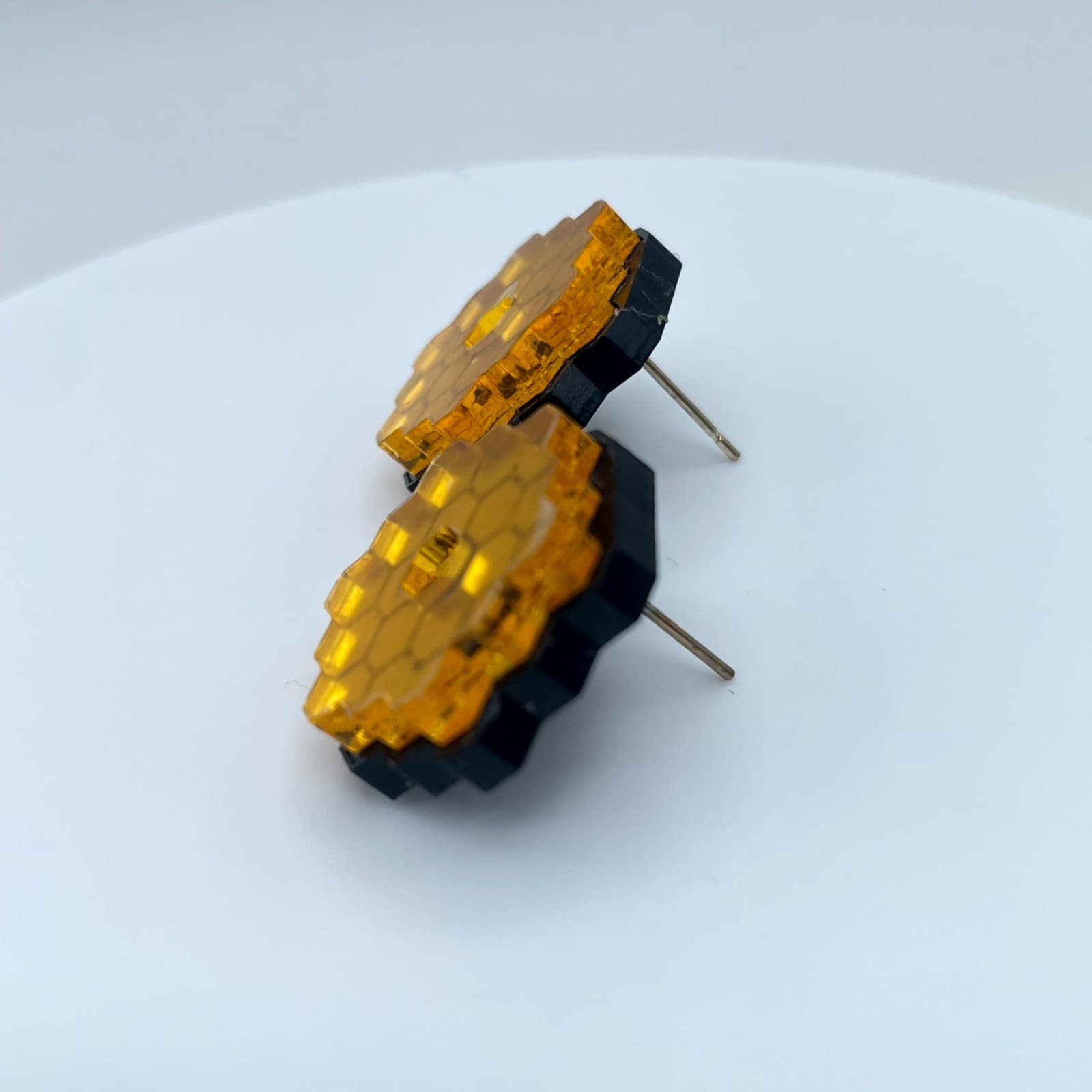 Contemporary Gold-Tone James Webb Space Telescope (JWST) Mirror Stud Earrings - Thumbnail 6