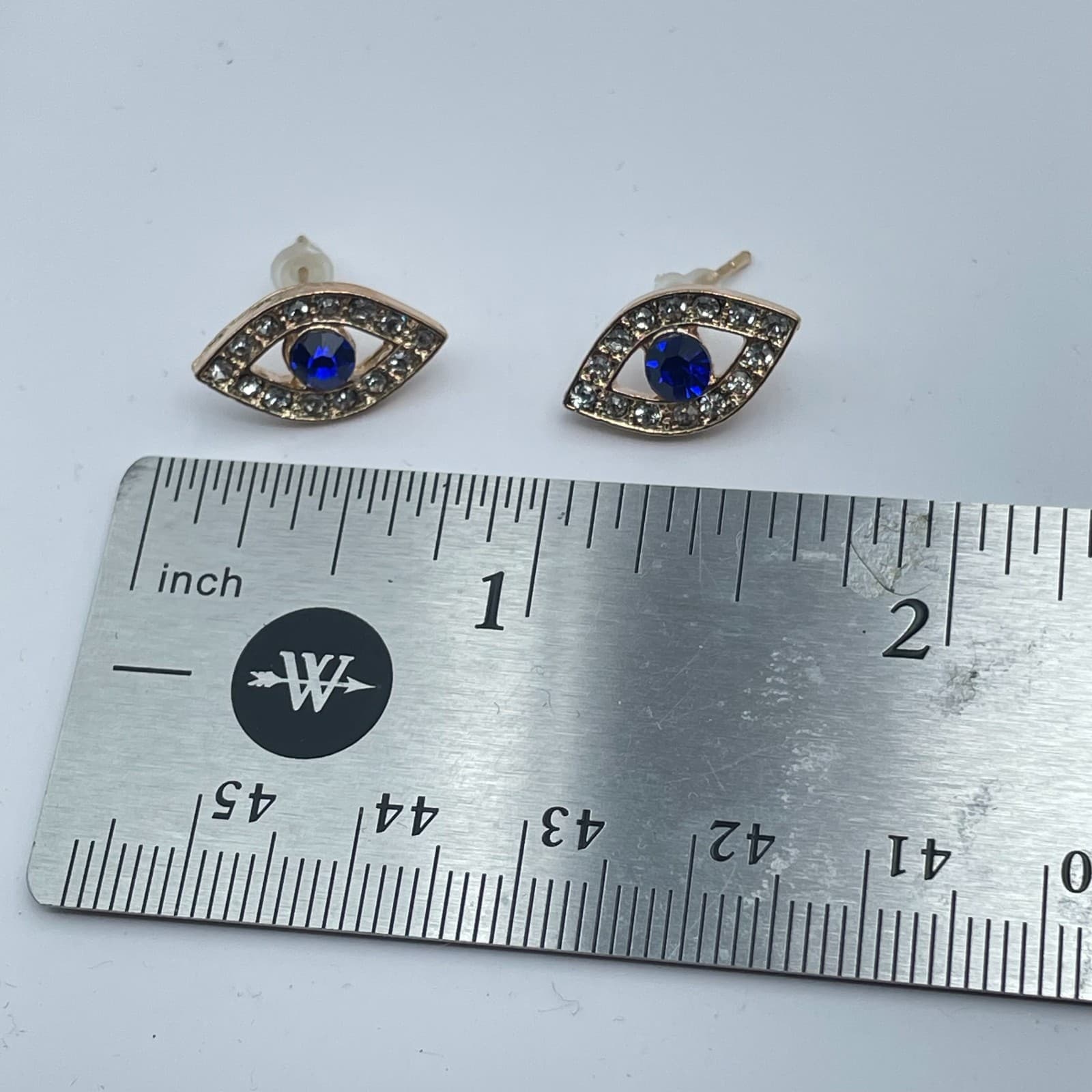 Vintage Y2K Gold Tone Eye Faux Pearl & Rhinestone Stud Earring Set Jewelry - Thumbnail 11