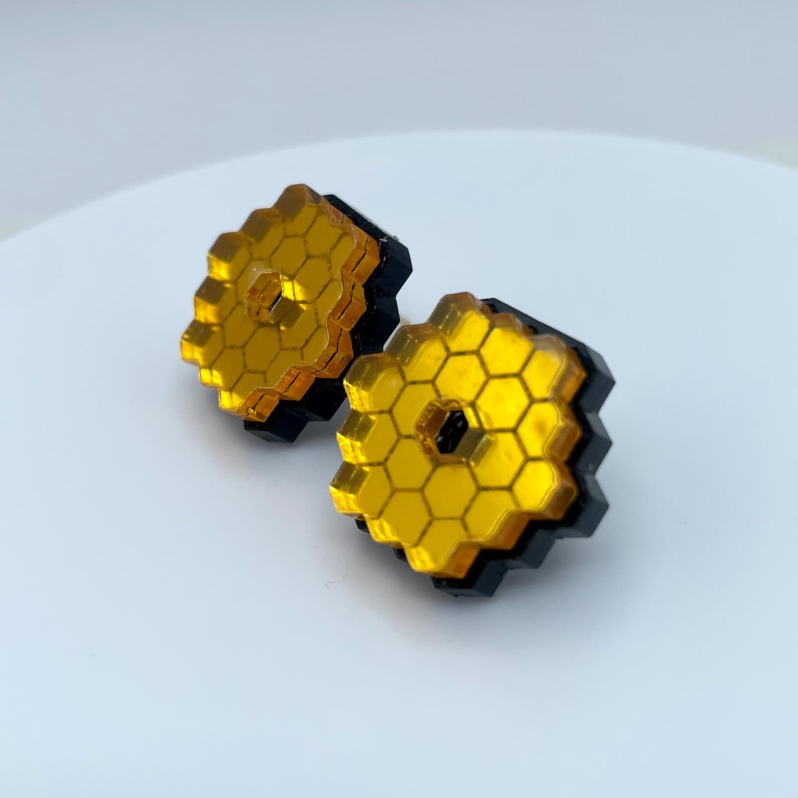 Contemporary Gold-Tone James Webb Space Telescope (JWST) Mirror Stud Earrings - Thumbnail 5