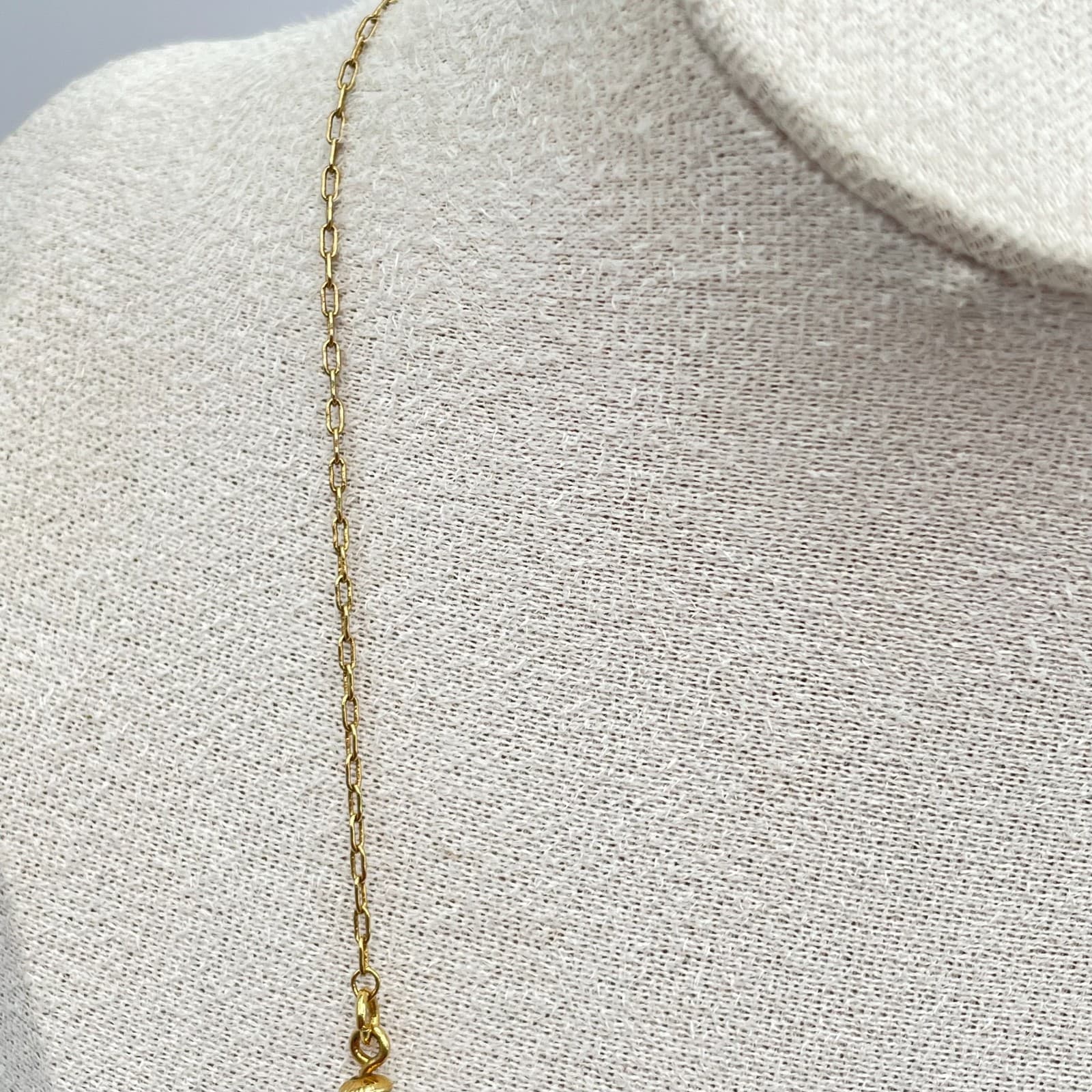 Nina Ricci Gold-Tone Oval Link Chain Spaced Freshwater Pearls Station Necklace - Thumbnail 5