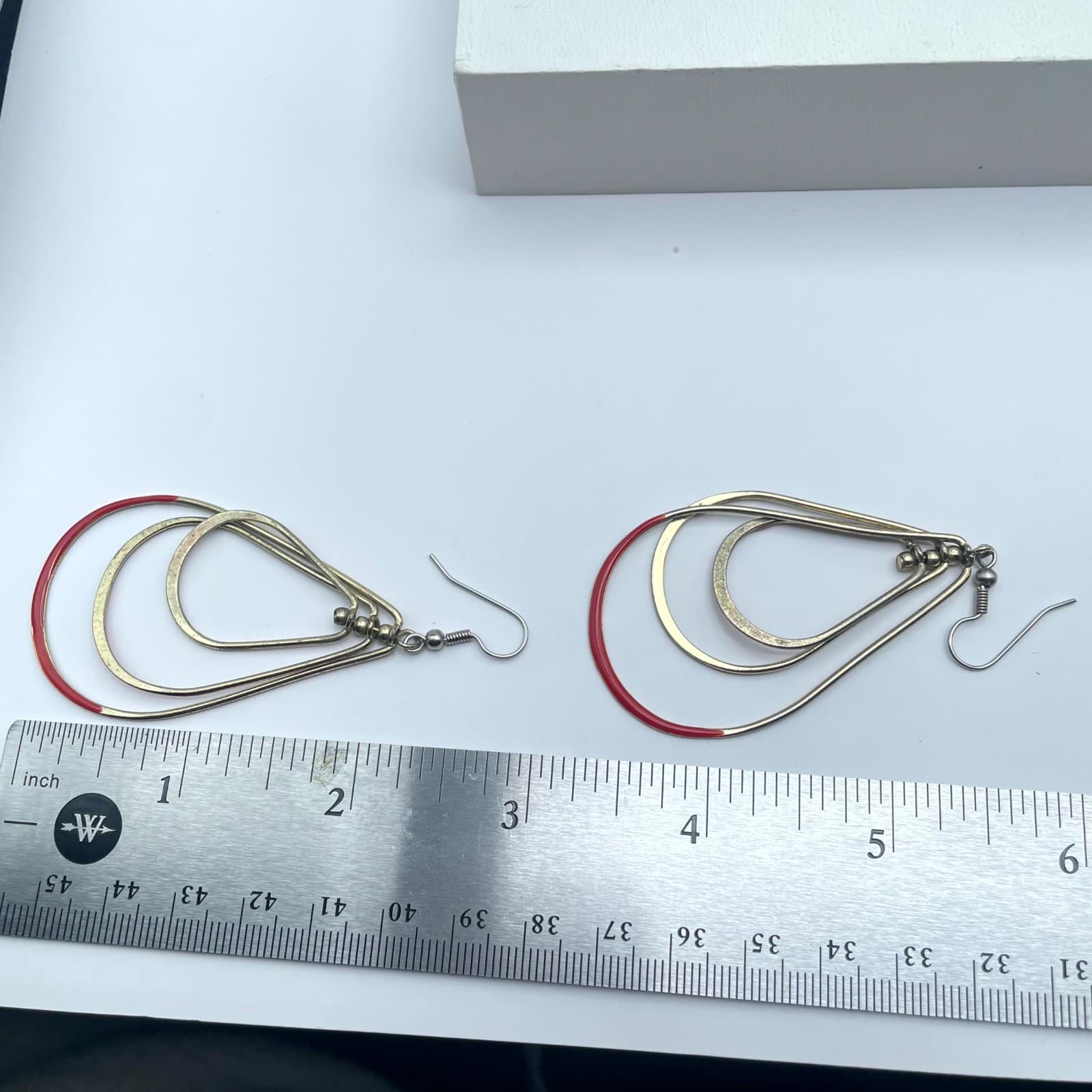 VTG Gold-Tone Classic Bohemian Enamel Coated Metal Dangle French Hook Earrings - Thumbnail 7