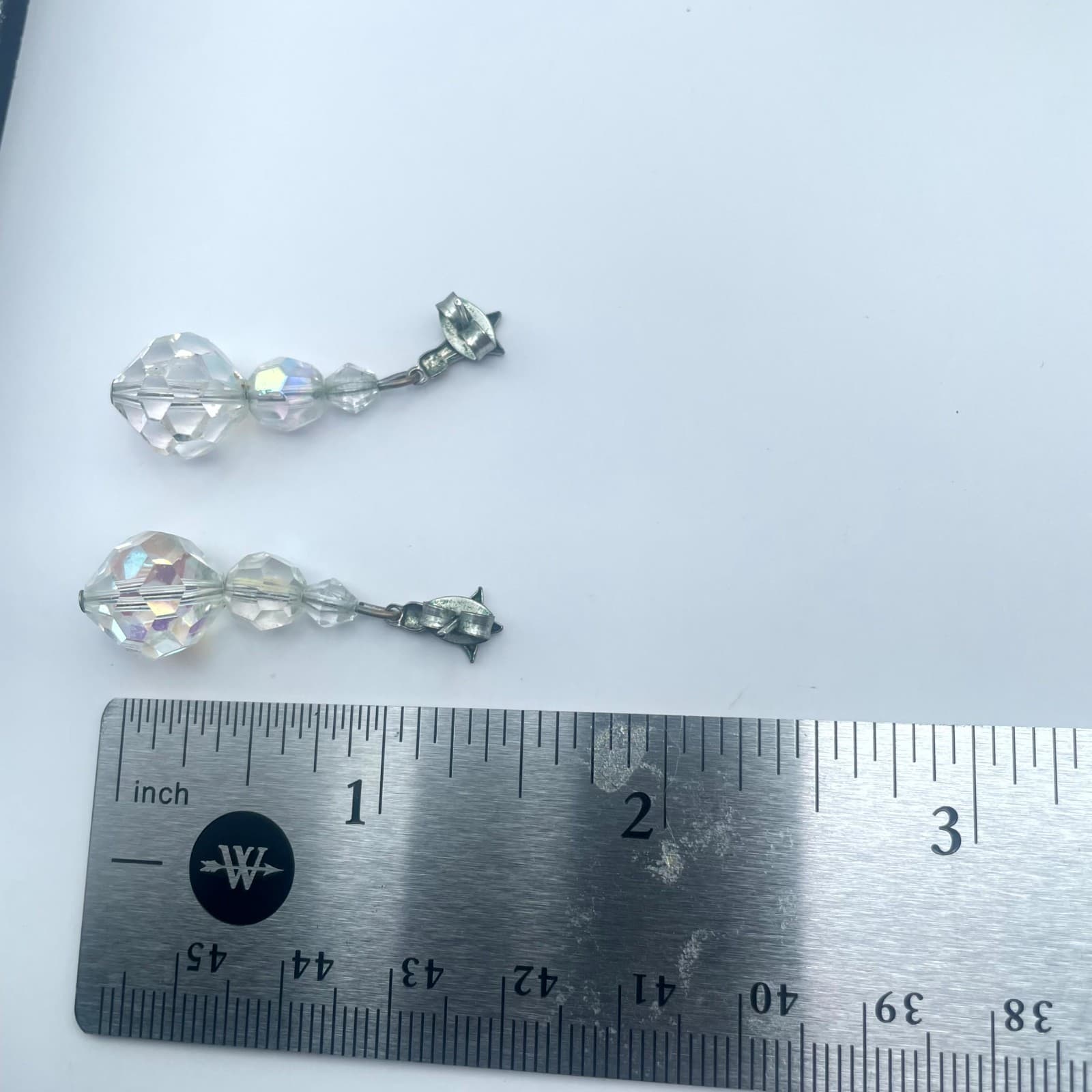 VTG Silver-Tone Oxidize Metal Butterfly Back Faceted Glass Beads Dangle Earrings - Thumbnail 2