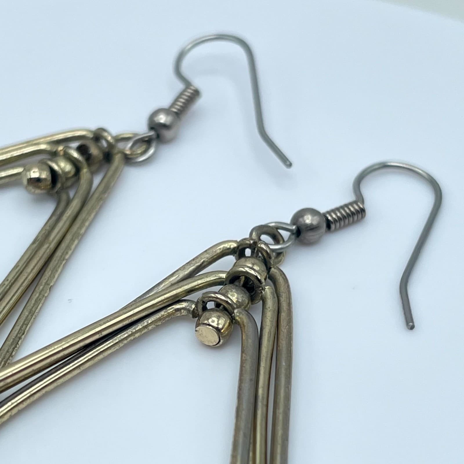 VTG Gold-Tone Classic Bohemian Enamel Coated Metal Dangle French Hook Earrings - Thumbnail 5