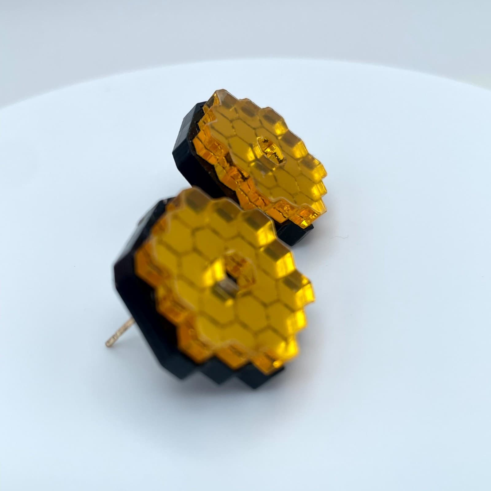 Contemporary Gold-Tone James Webb Space Telescope (JWST) Mirror Stud Earrings - Thumbnail 9