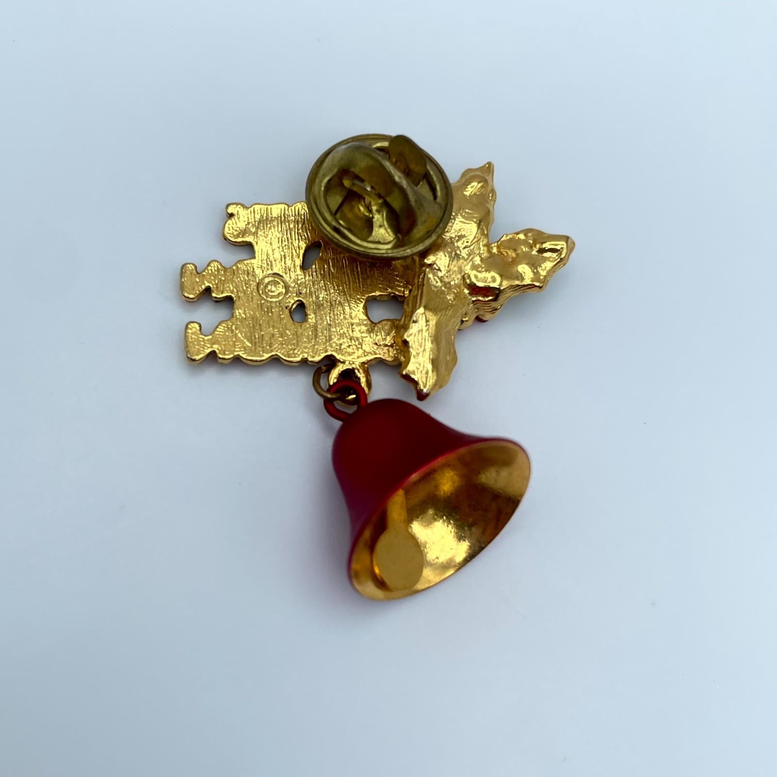 VTG Gold-Tone Holly Leaves Red Bell "Jesus is the Reason for the Season" Brooch - Thumbnail 9