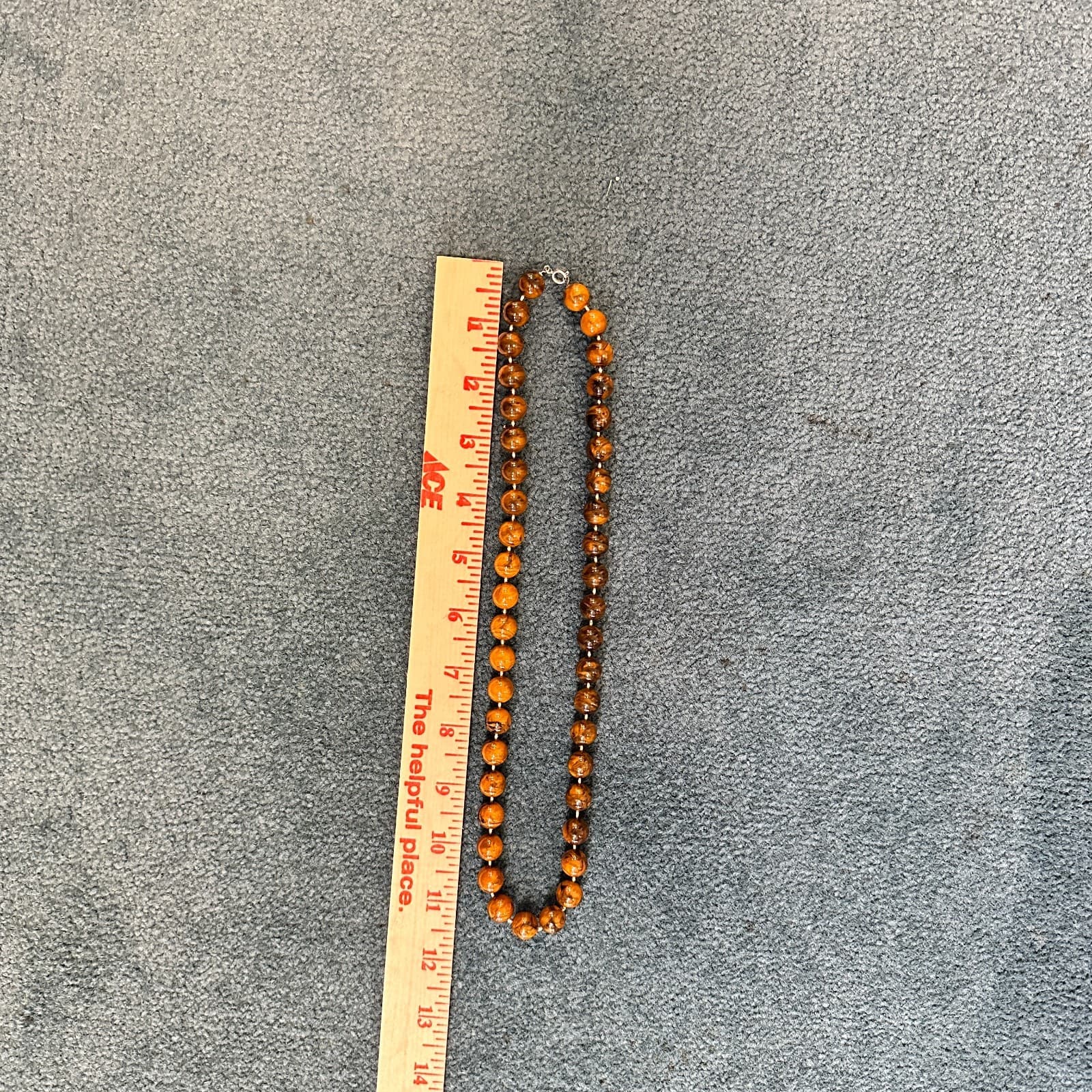 VTG 90s Amber Brown Swirl Acrylic Beaded Necklace Round Retro Classic Jewelry - Thumbnail 9