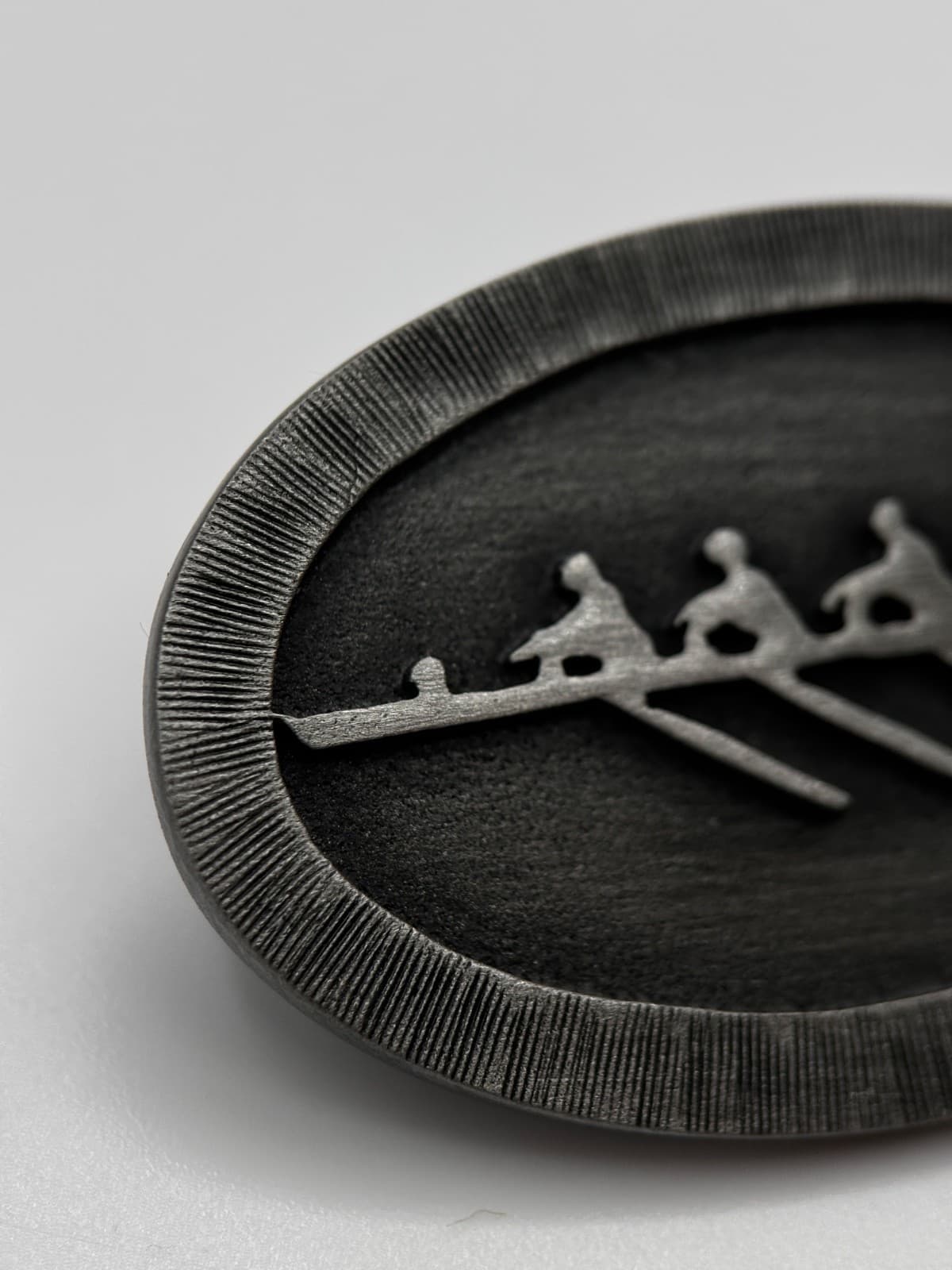 Vintage Silver Tone Rowing Crew Boat Team Medallion Pin Badge - Thumbnail 4