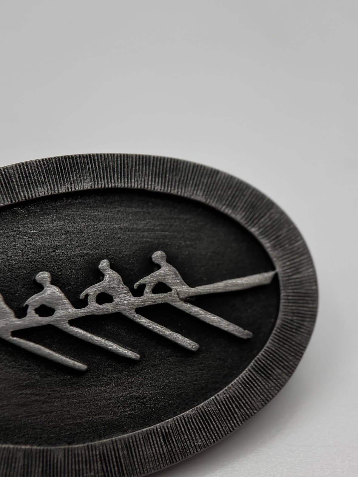 Vintage Silver Tone Rowing Crew Boat Team Medallion Pin Badge - Thumbnail 5