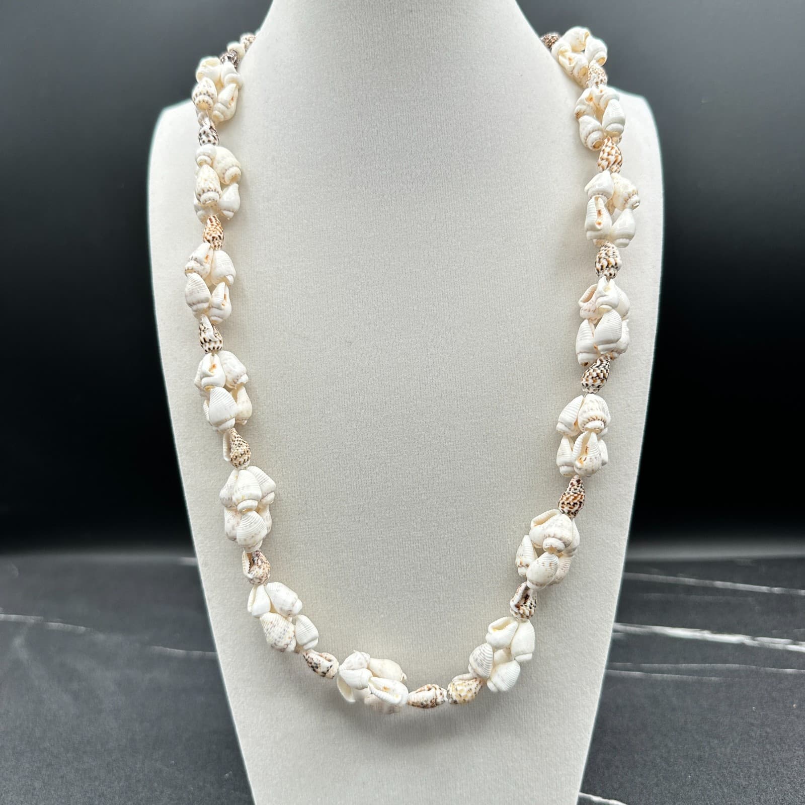 Vintage Clustered Cowrie Shell Choker Necklace Chunky Beach Nautical Boho - Image 1