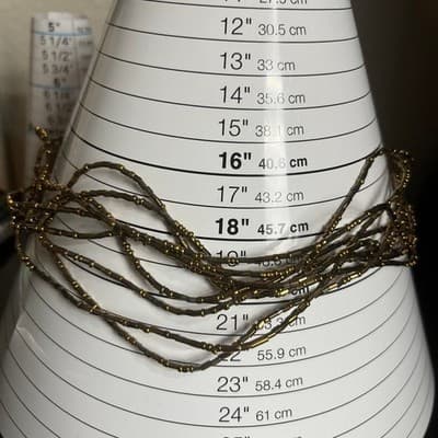 Vintage Gold Tone Multi Strand Seed Beaded Necklace Layered Fringe Statement - Thumbnail 6