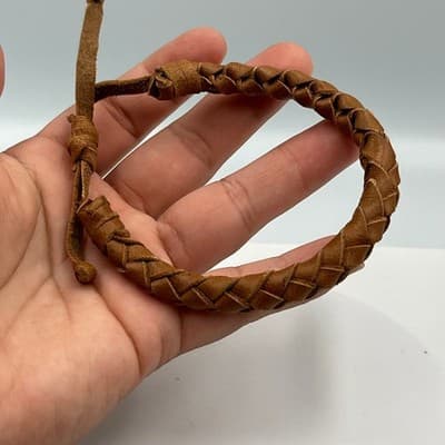 Vintage Braided Leather Cord Bracelet Adjustable Brown Woven Wrap Unisex Casual - Thumbnail 5