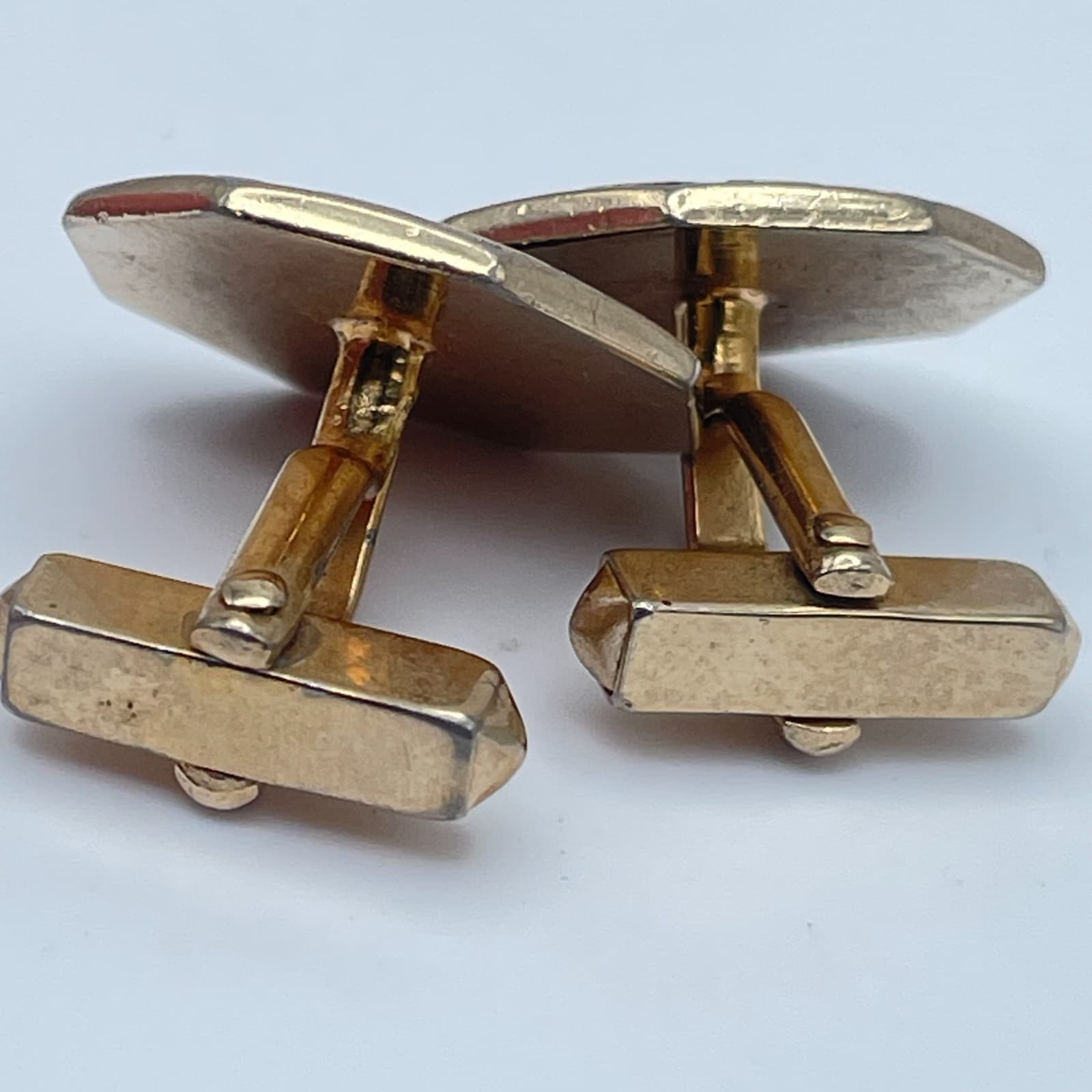 Vintage 90s Swank Cufflinks Gold Tone Black Enamel Filigree Octagon Men’s - Thumbnail 7