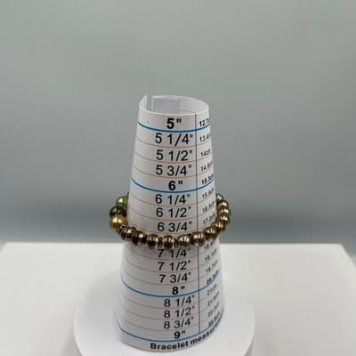 Vintage Multicolor Pearl Beaded Stretch Bracelet with Gold Tone Accent Beads - Thumbnail 6