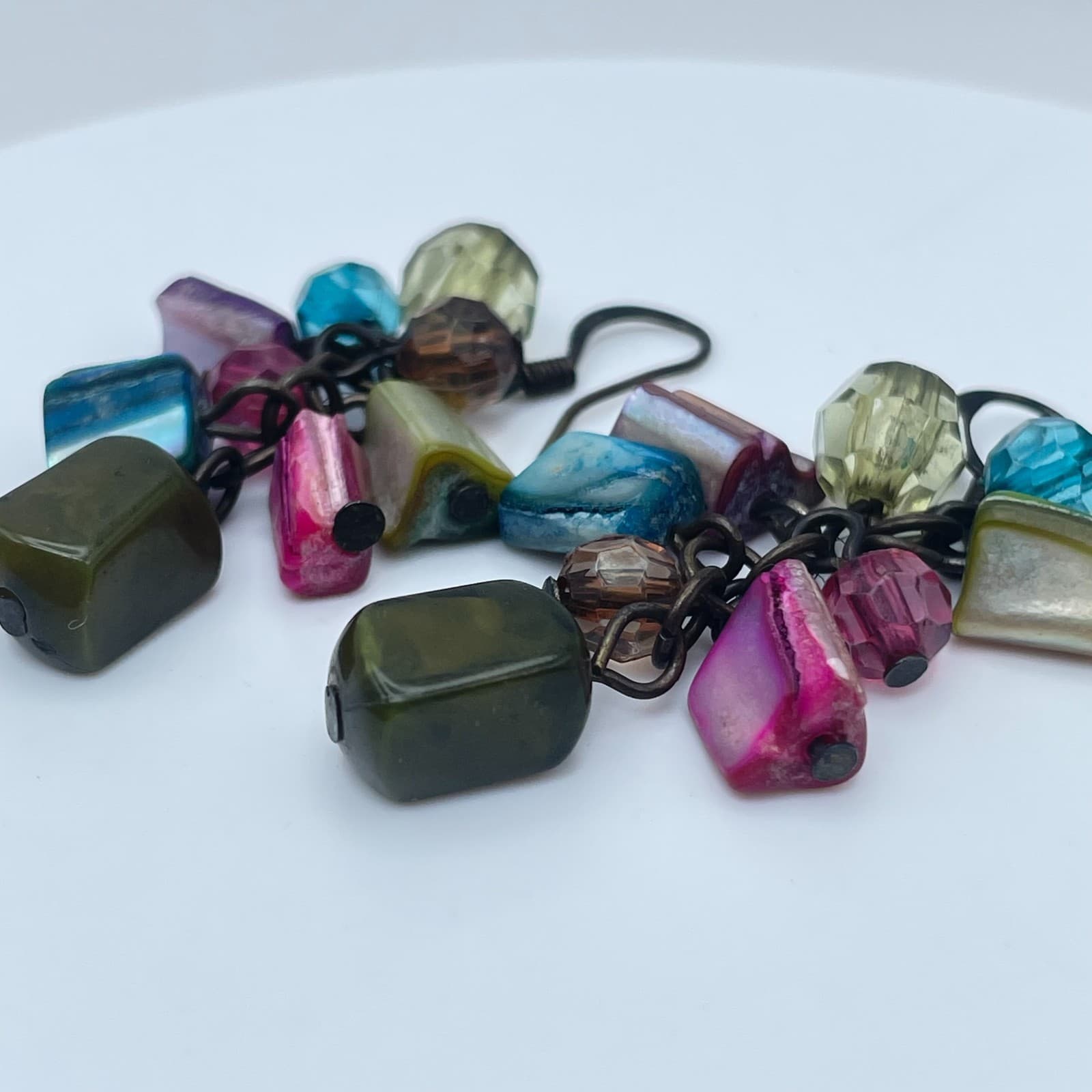 Vintage Y2K Beaded Dangle Earrings Boho Bronze Tone Women's Classic Jewelry - Thumbnail 6