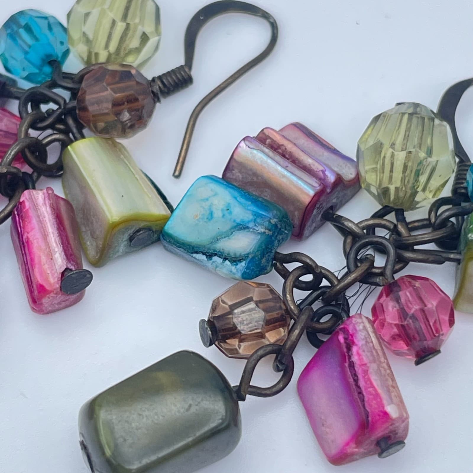 Vintage Y2K Beaded Dangle Earrings Boho Bronze Tone Women's Classic Jewelry - Thumbnail 5