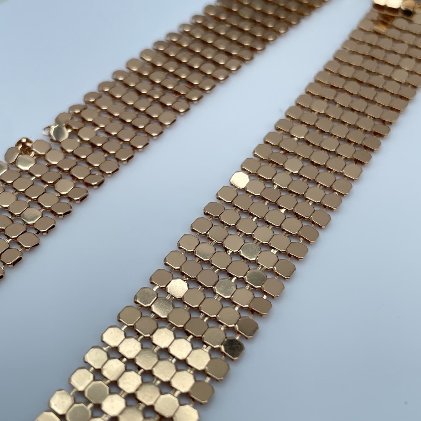 Vintage Y2K Mesh Gold Tone Dangle Stud Earrings Statement Women's Jewelry - Thumbnail 4