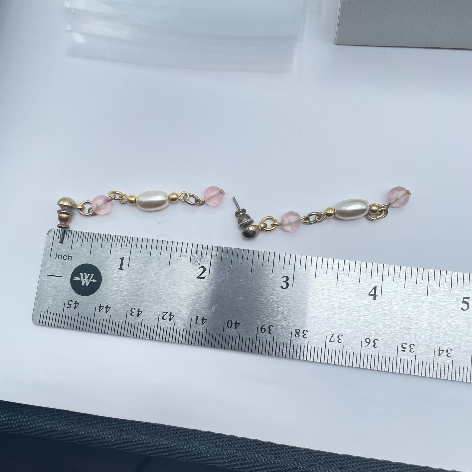 Vintage 90s Faux Pearl Beaded Gold Tone Dangle Earrings Retro Women's Jewelry - Thumbnail 8