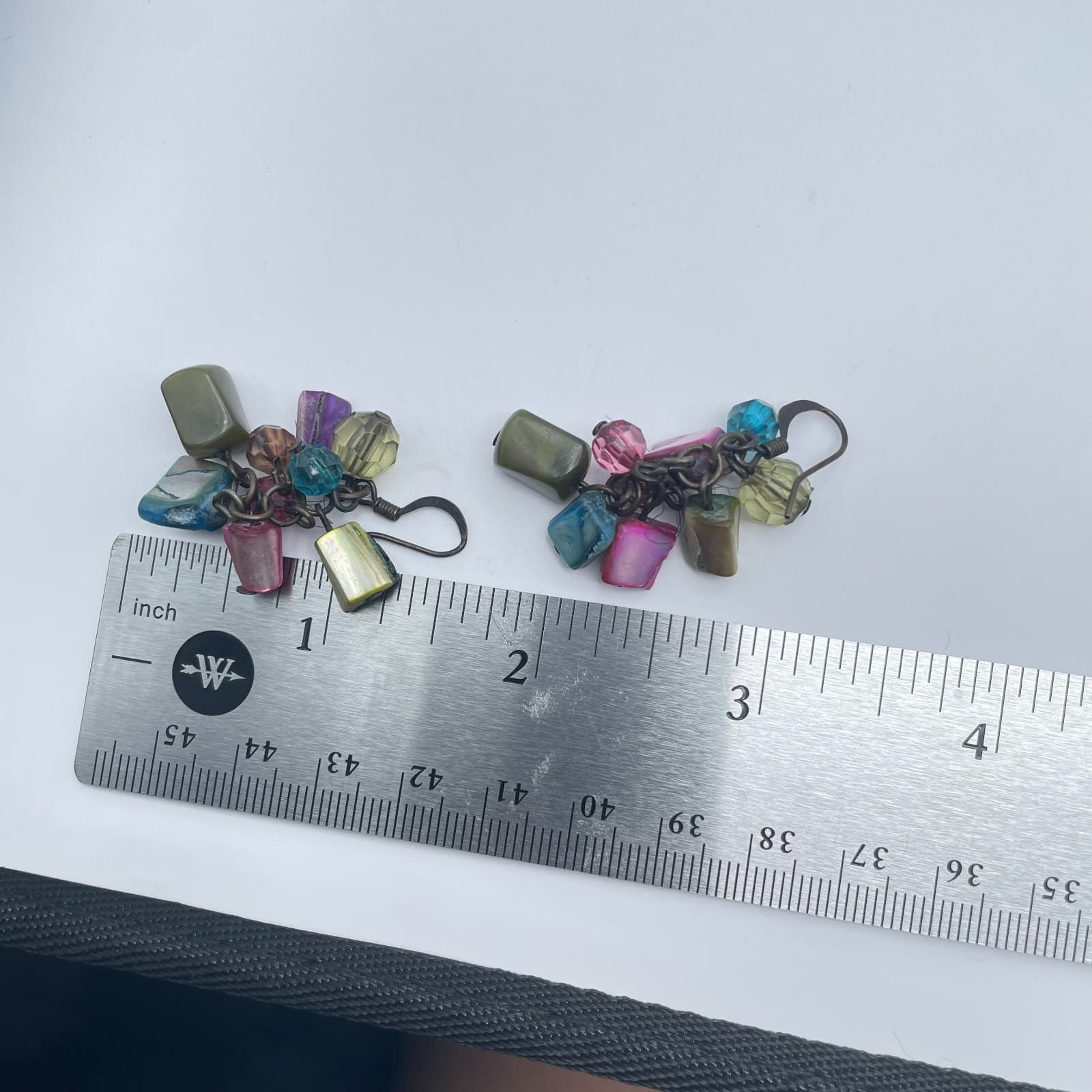 Vintage Y2K Beaded Dangle Earrings Boho Bronze Tone Women's Classic Jewelry - Thumbnail 9