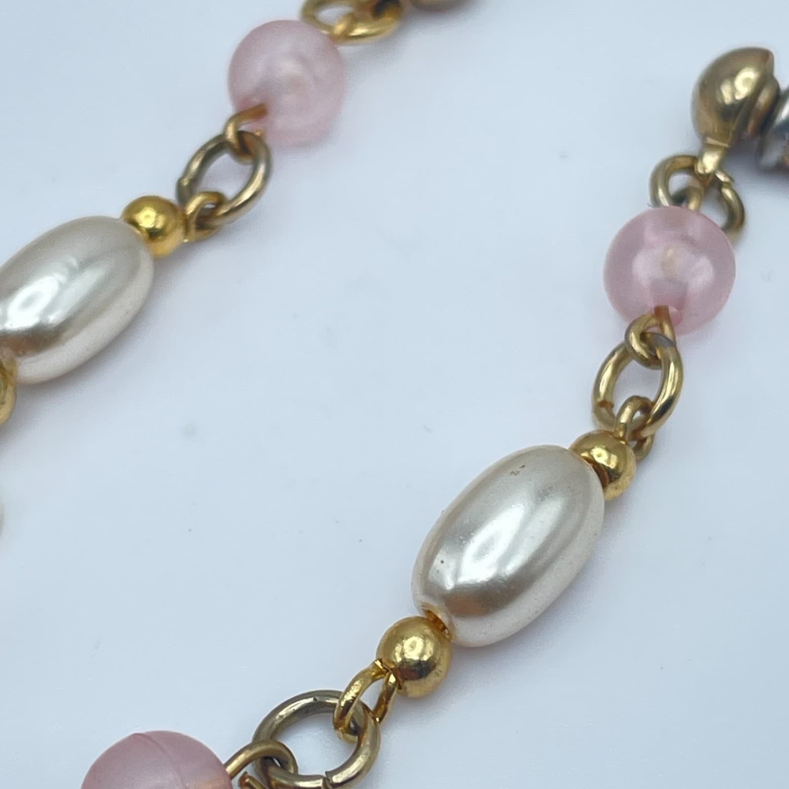 Vintage 90s Faux Pearl Beaded Gold Tone Dangle Earrings Retro Women's Jewelry - Thumbnail 6