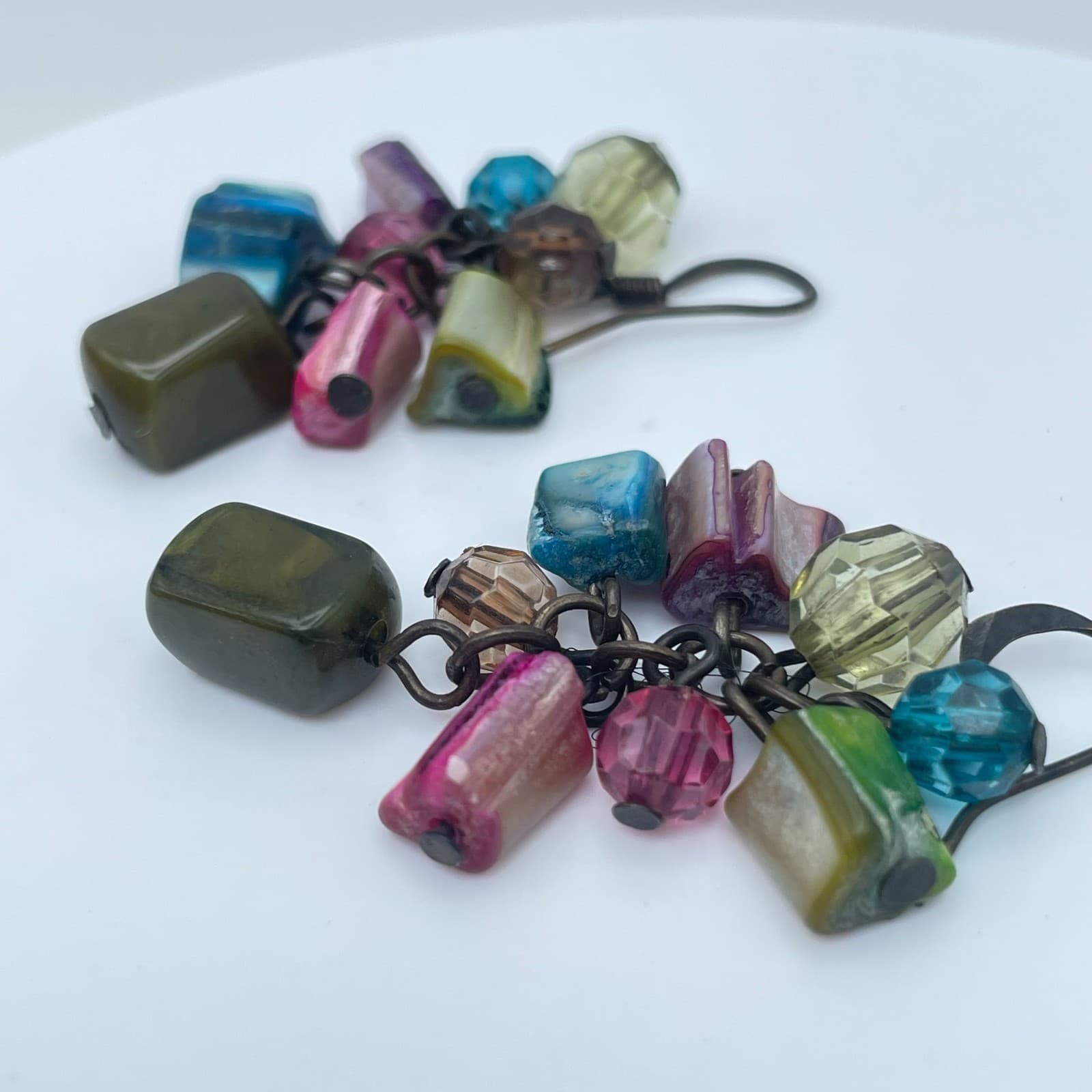 Vintage Y2K Beaded Dangle Earrings Boho Bronze Tone Women's Classic Jewelry - Thumbnail 4