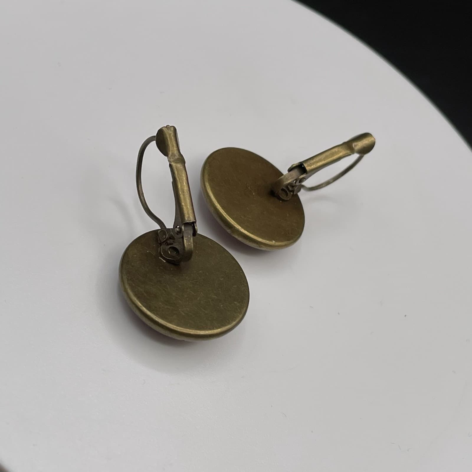 Kaleidoscope Glass Dome Earrings Red Yellow Mandala Boho Art Statement - Thumbnail 5