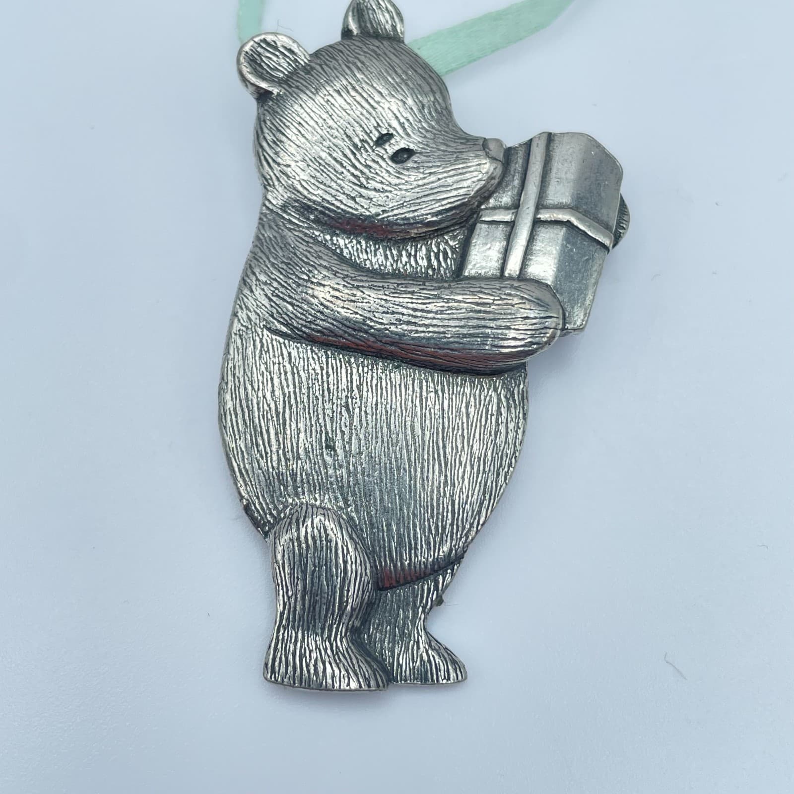 Vintage 90s Disney Danforth Pewter Win Bear Pendant Silver Tone Jewelry - Image 1