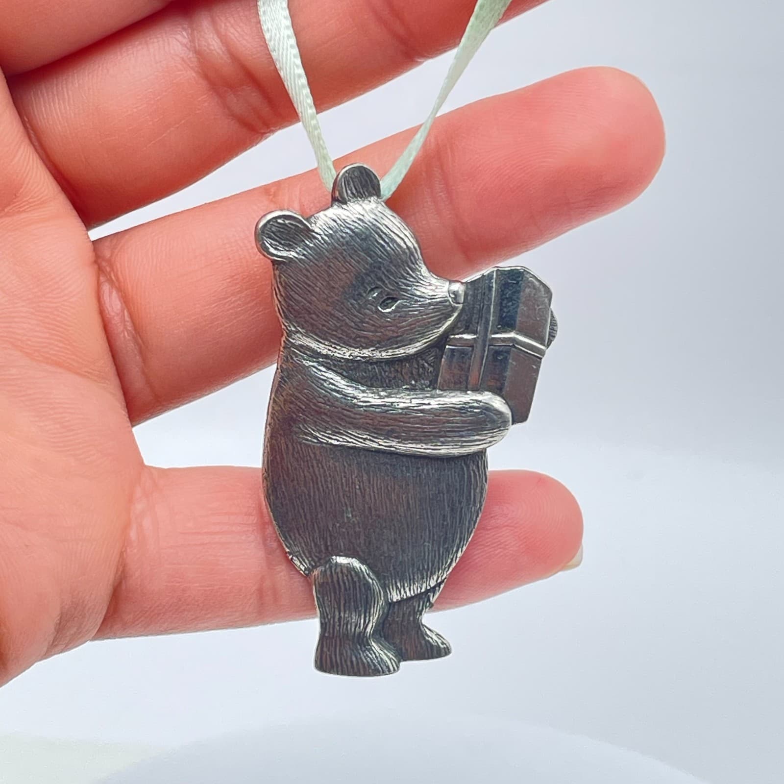 Vintage 90s Disney Danforth Pewter Win Bear Pendant Silver Tone Jewelry - Thumbnail 6
