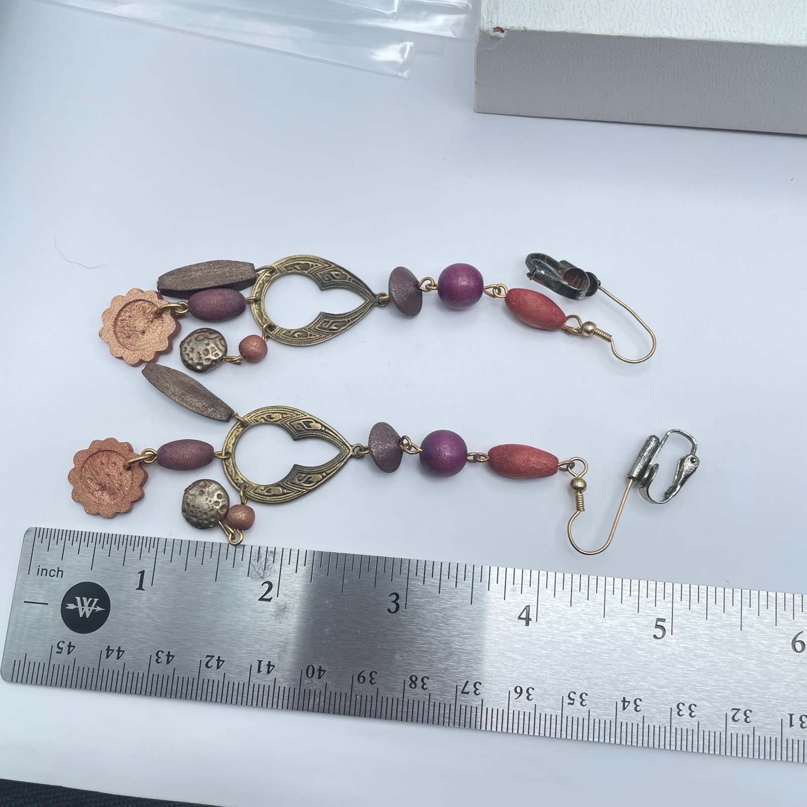 Vintage Y2K Wooden Beaded Dangle Earrings Statement Boho Women's Classic Jewelry - Thumbnail 9