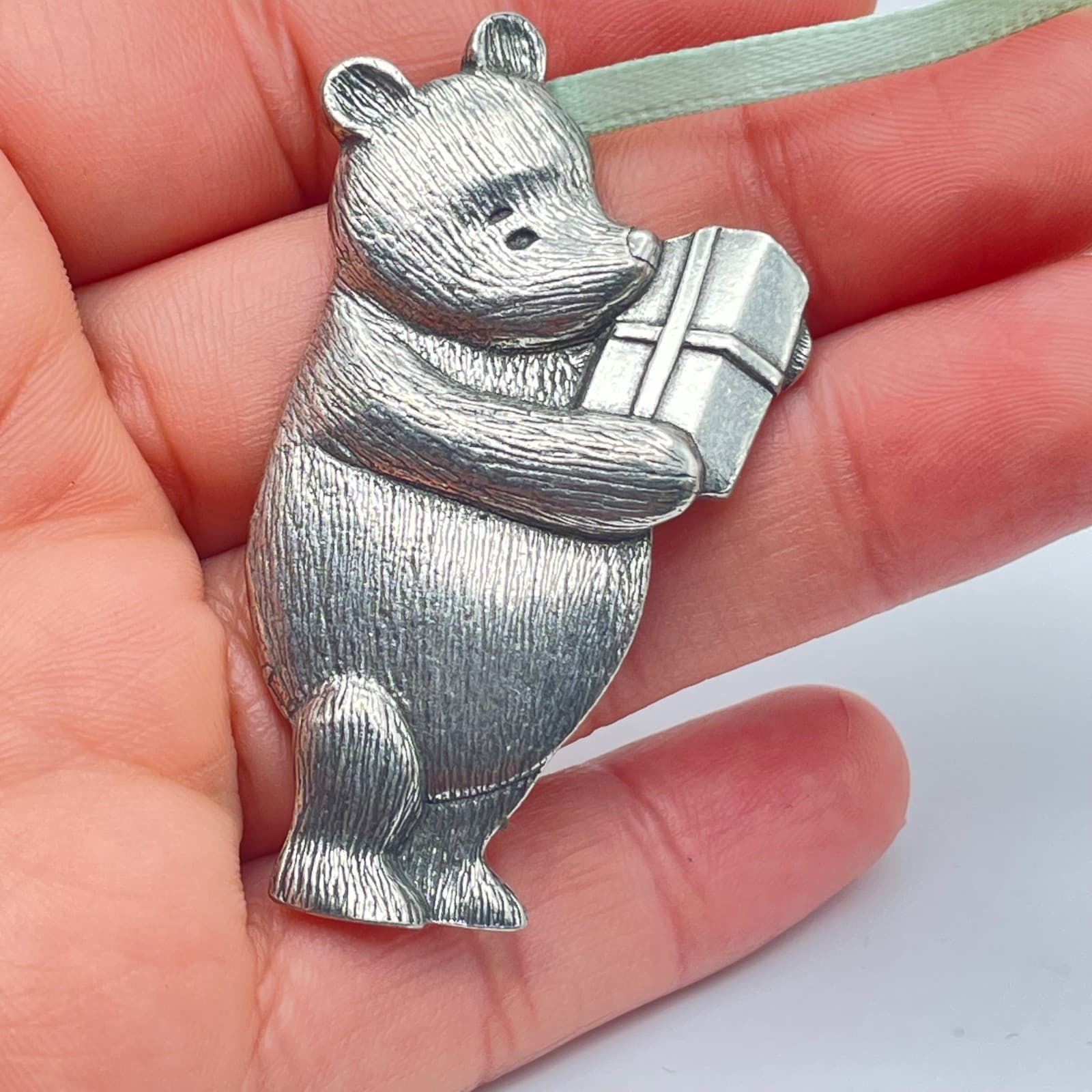 Vintage 90s Disney Danforth Pewter Win Bear Pendant Silver Tone Jewelry - Thumbnail 5