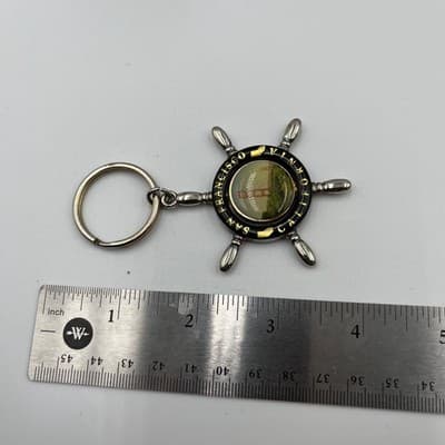 Vintage San Francisco Cable Car, Golden Gate Bridge Ship Wheel Keychain Souvenir - Thumbnail 7