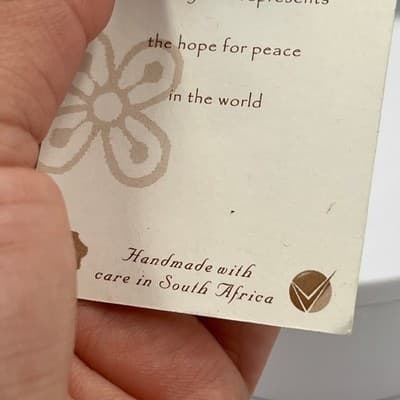 Vintage Handmade African Symbols Peace Pendant Necklace Clay Disk Blue Cord - Thumbnail 6