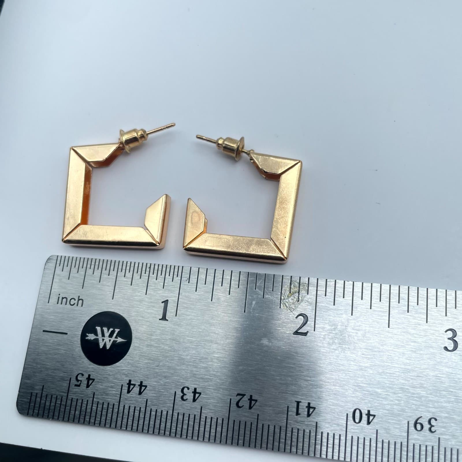 Contemporary Gold-Tone Boho Classic Fashion Geometric Square Hoop Stud Earrings - Thumbnail 2
