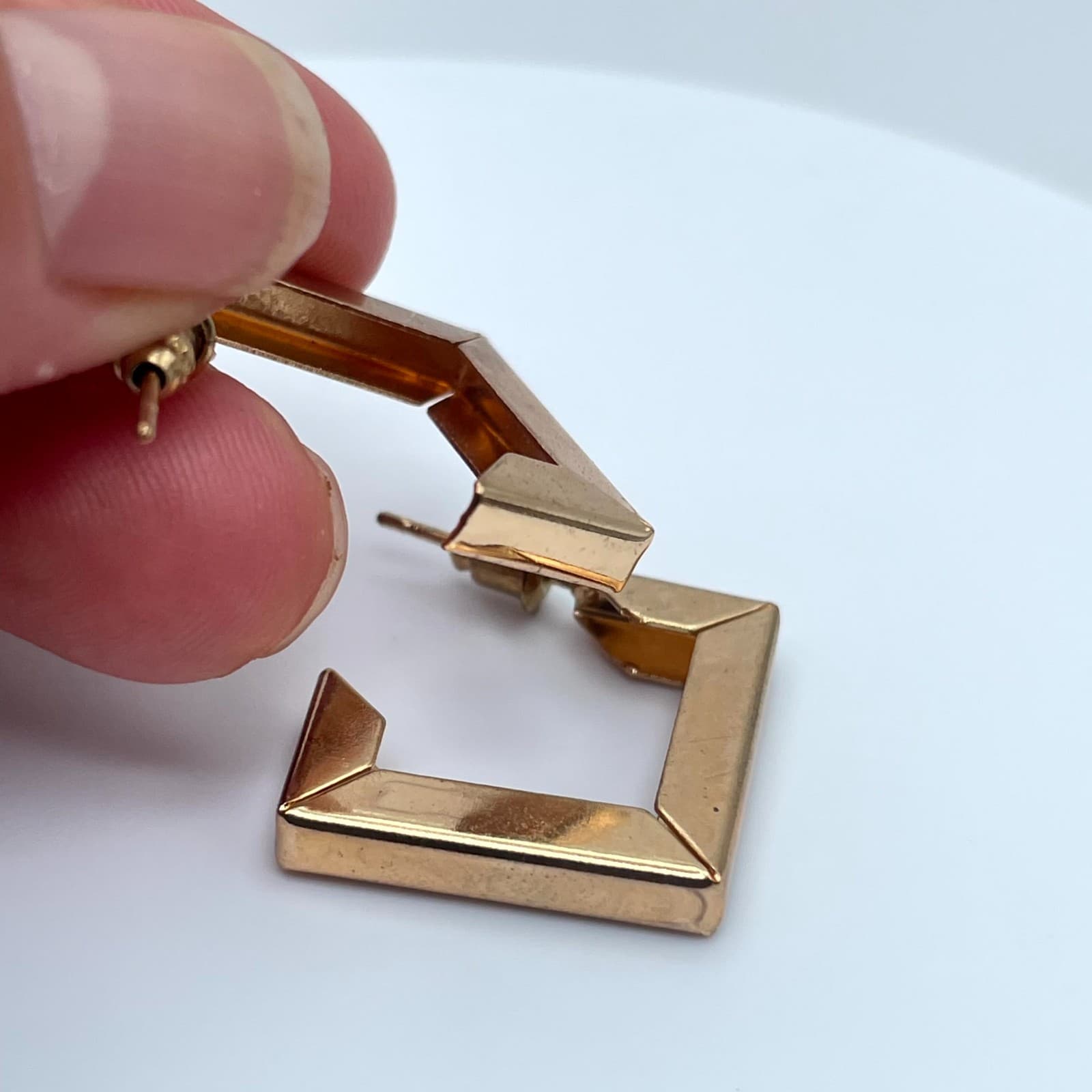 Contemporary Gold-Tone Boho Classic Fashion Geometric Square Hoop Stud Earrings - Thumbnail 8