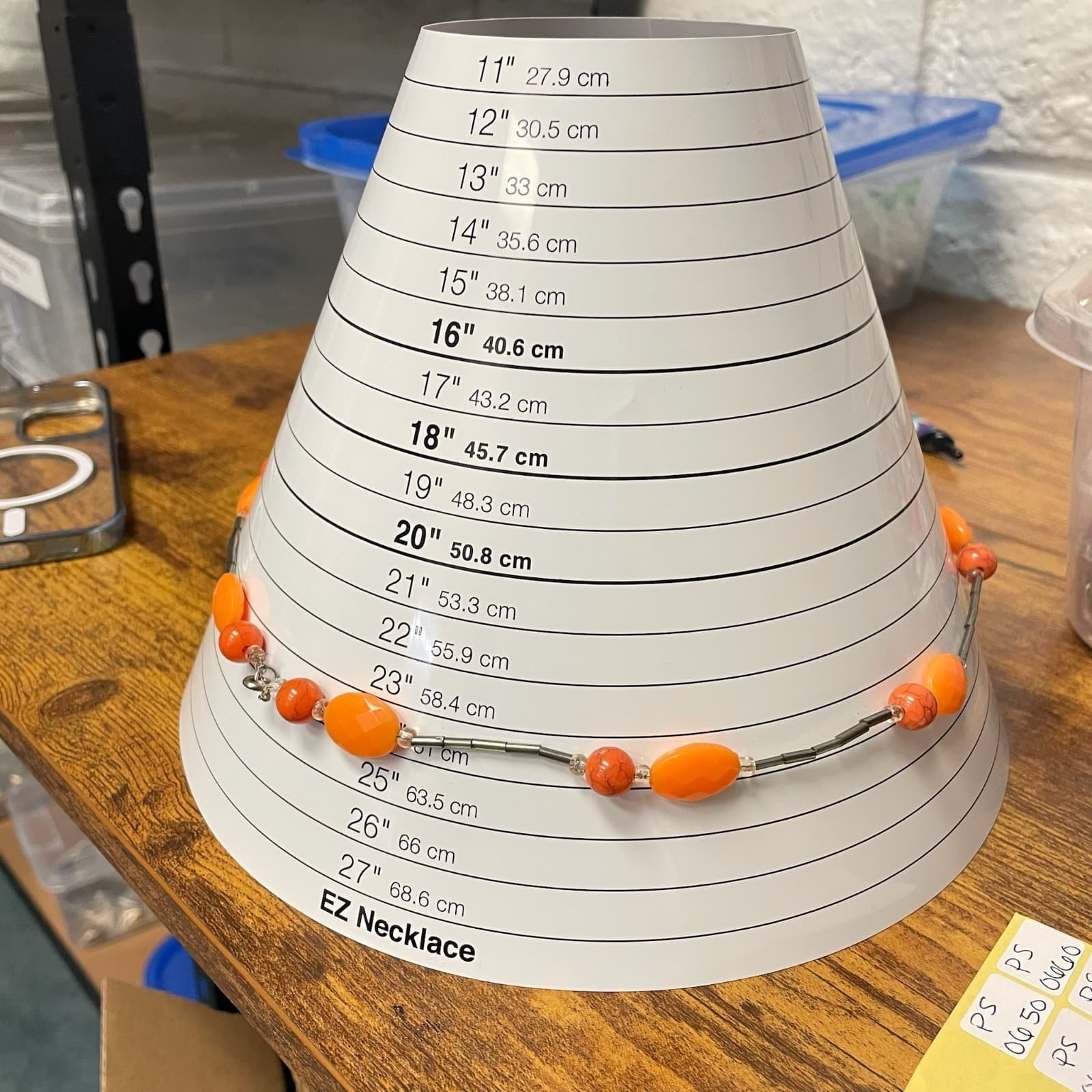 Vintage Long Necklace Orange Acrylic Resin Tube Beads Silver Tone Modern Boho - Thumbnail 2