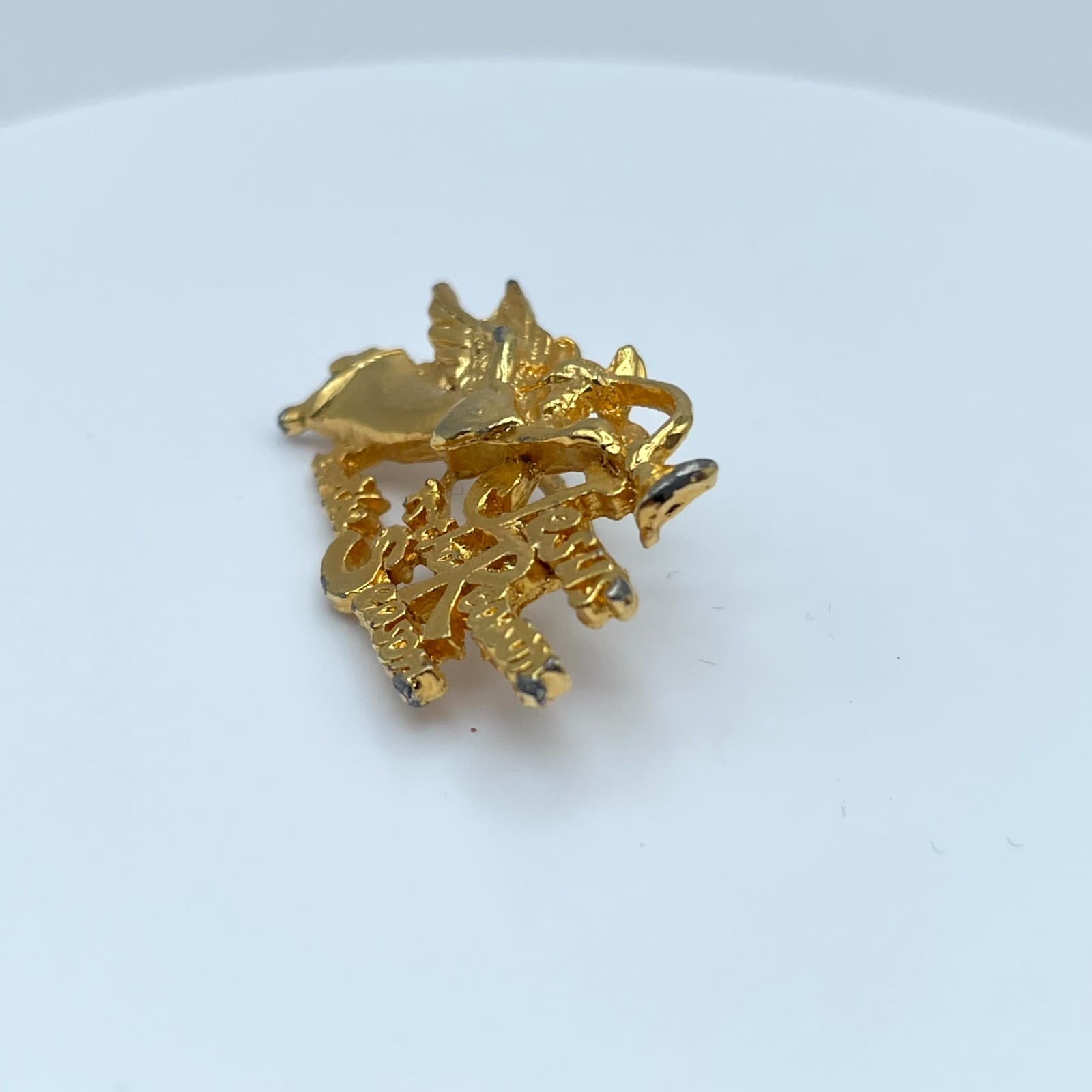 Christmas Themed Gold-Tone "Jesus is the Reason for the Season" Angel Brooch Pin - Thumbnail 5