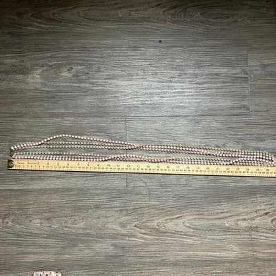 Vintage Multi Strand Beaded Necklace Pink Faceted Glass Long Layered Statement - Thumbnail 8