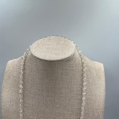 VTG Clear Faceted Beaded Double Strand Necklace Transparent Glass Crystal Look - Thumbnail 5