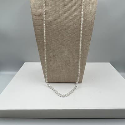 VTG Clear Faceted Beaded Double Strand Necklace Transparent Glass Crystal Look - Thumbnail 7