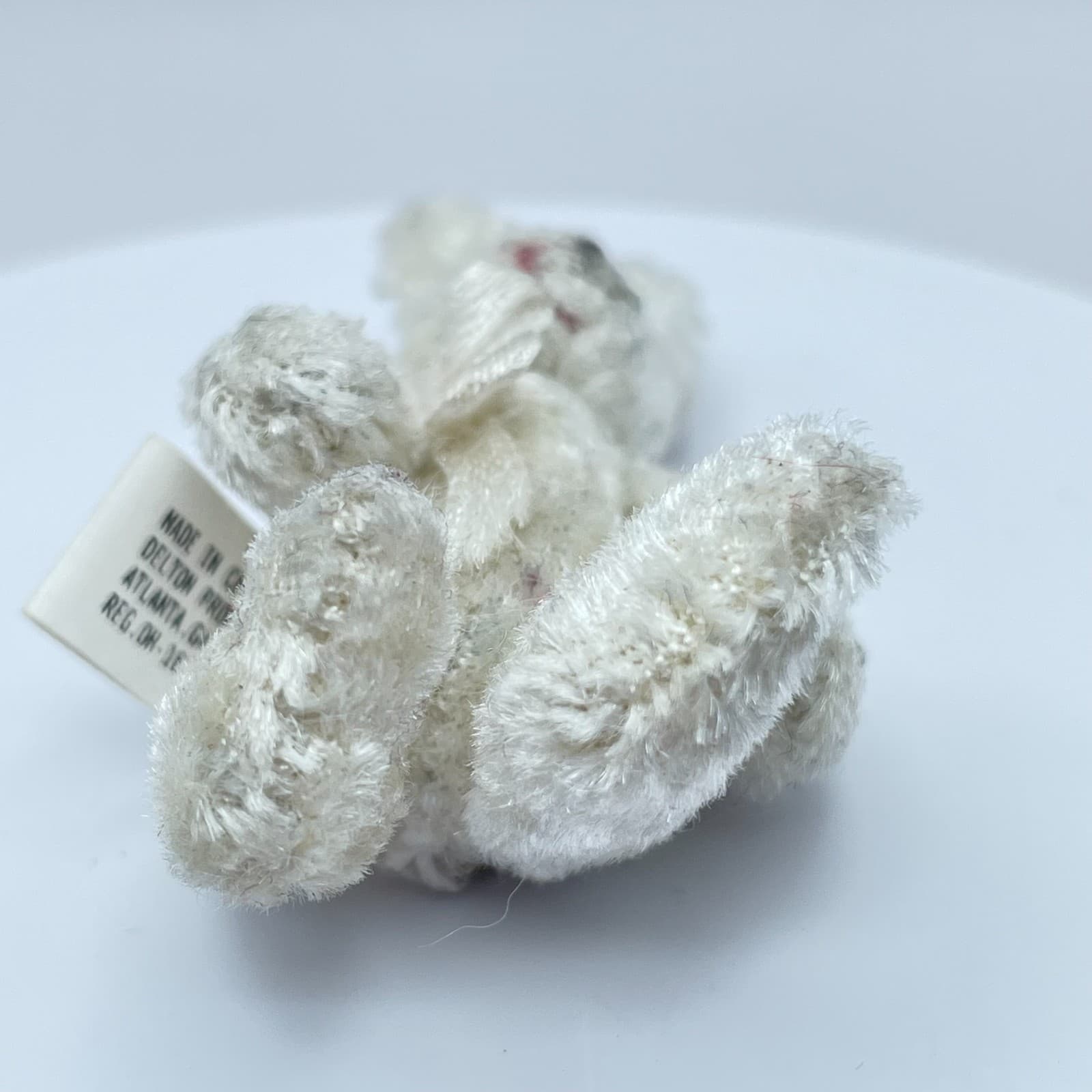 Vintage 90s Black Eye Bead Plush White Bunny Rabbit Brooch Pin Miniature Jewelry - Thumbnail 6