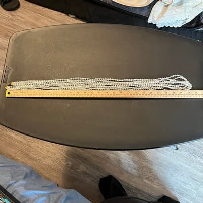 Vintage Multi Strand White Beaded Necklace Disc Ring Beads Layered Statement - Thumbnail 7