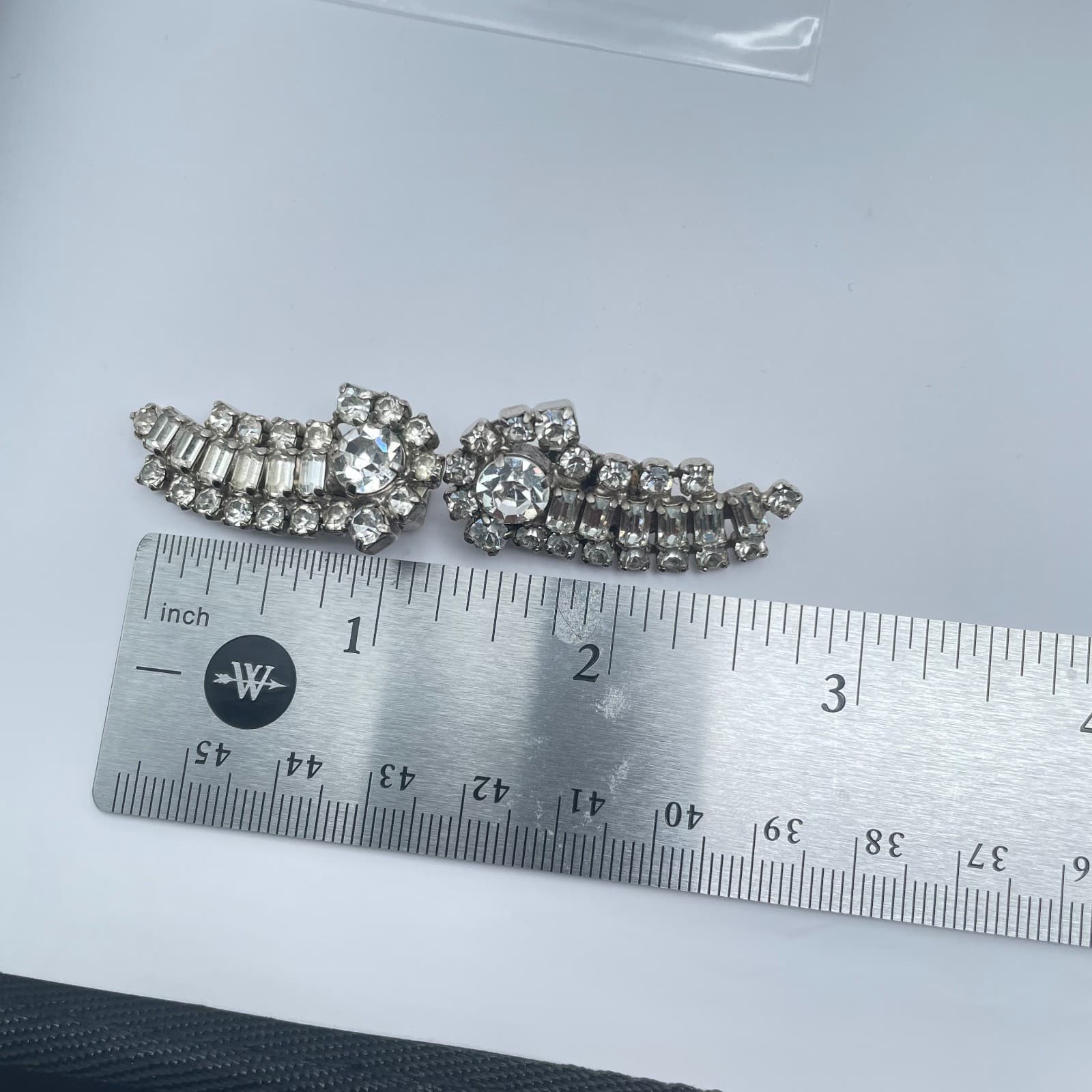 Vintage 90s Kramer Clear Rhinestone Dangle Earrings Silver Tone Women's Jewelry - Thumbnail 10